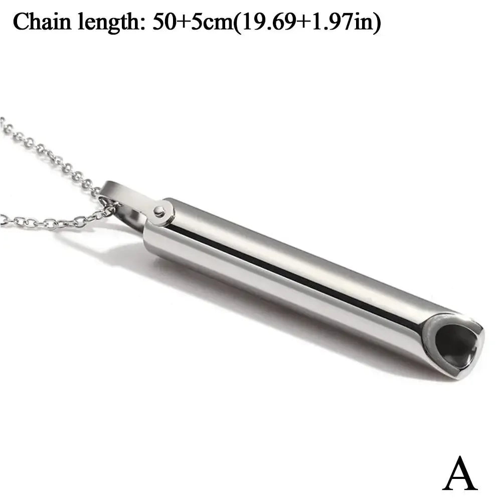 Stainless Steel Breathlace Necklace Quit Smoking Anxiety Relief anti Vaping Necklace Breathing Necklace for Anxiety Mindful