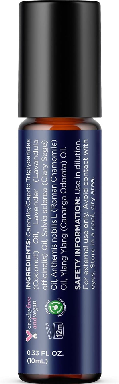 Sleep Essential Oil Roll on - Sleep Essential Oil Blend with Aromatherapy Oils for Restful Sleep and Relaxation - Calming Pre-Diluted Sleep Oil Blend with Pure Lavender Oil Roman Chamomile and Sage