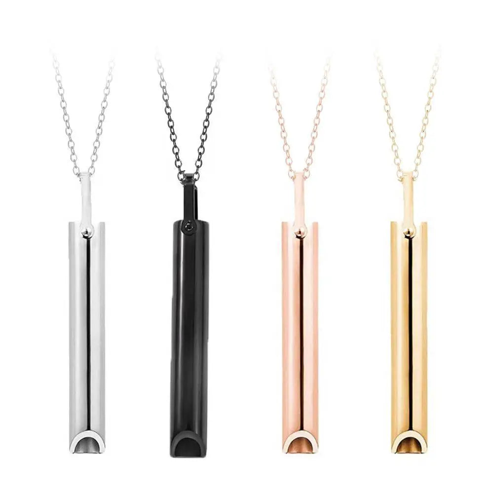 Stainless Steel Breathlace Necklace Quit Smoking Anxiety Relief anti Vaping Necklace Breathing Necklace for Anxiety Mindful