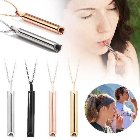 Stainless Steel Breathlace Necklace Quit Smoking Anxiety Relief anti Vaping Necklace Breathing Necklace for Anxiety Mindful